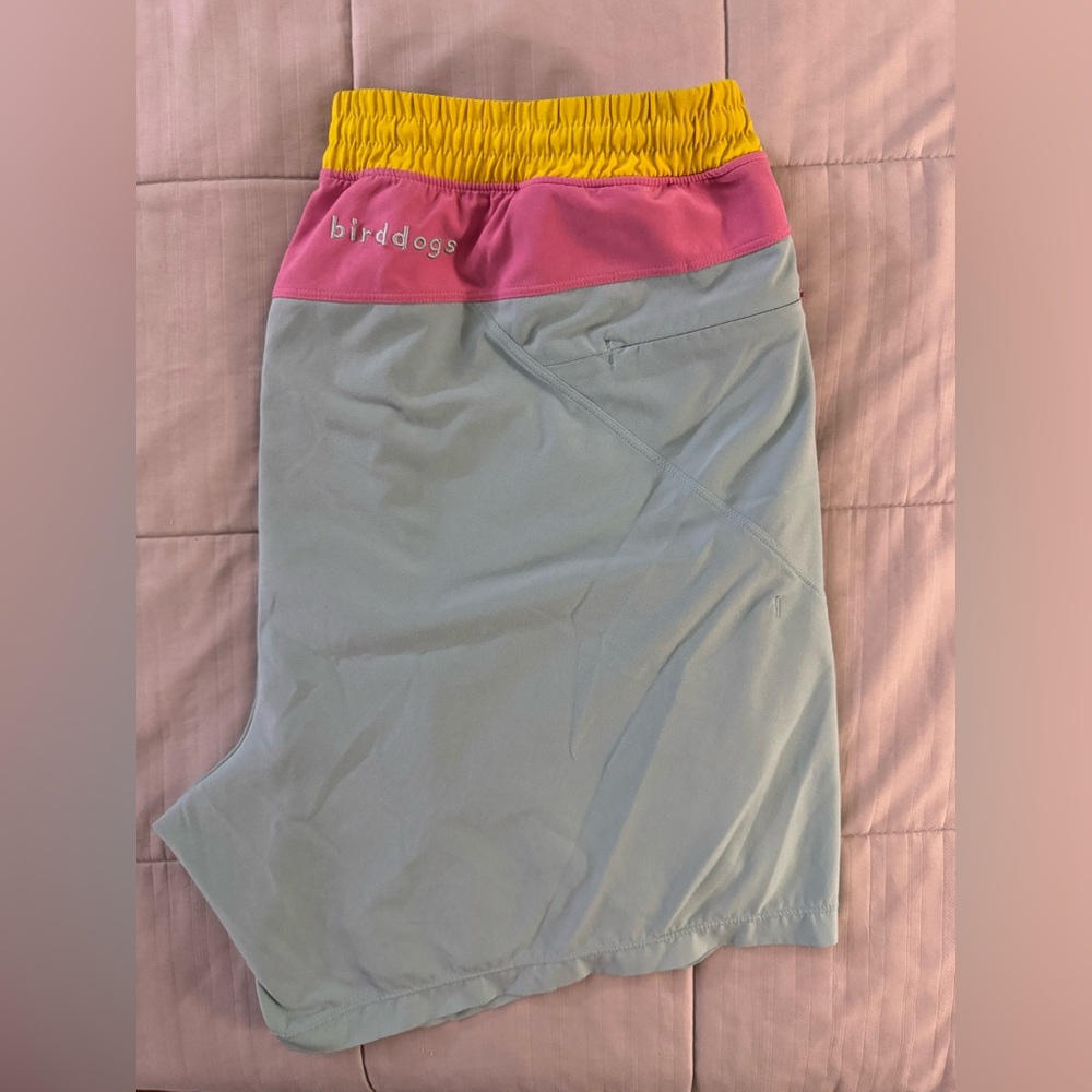 Birddogs Men’s Shorts XXL Light Blue Pink & Yellow Lined Performance